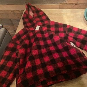 Fuzzy Plaid Pullover